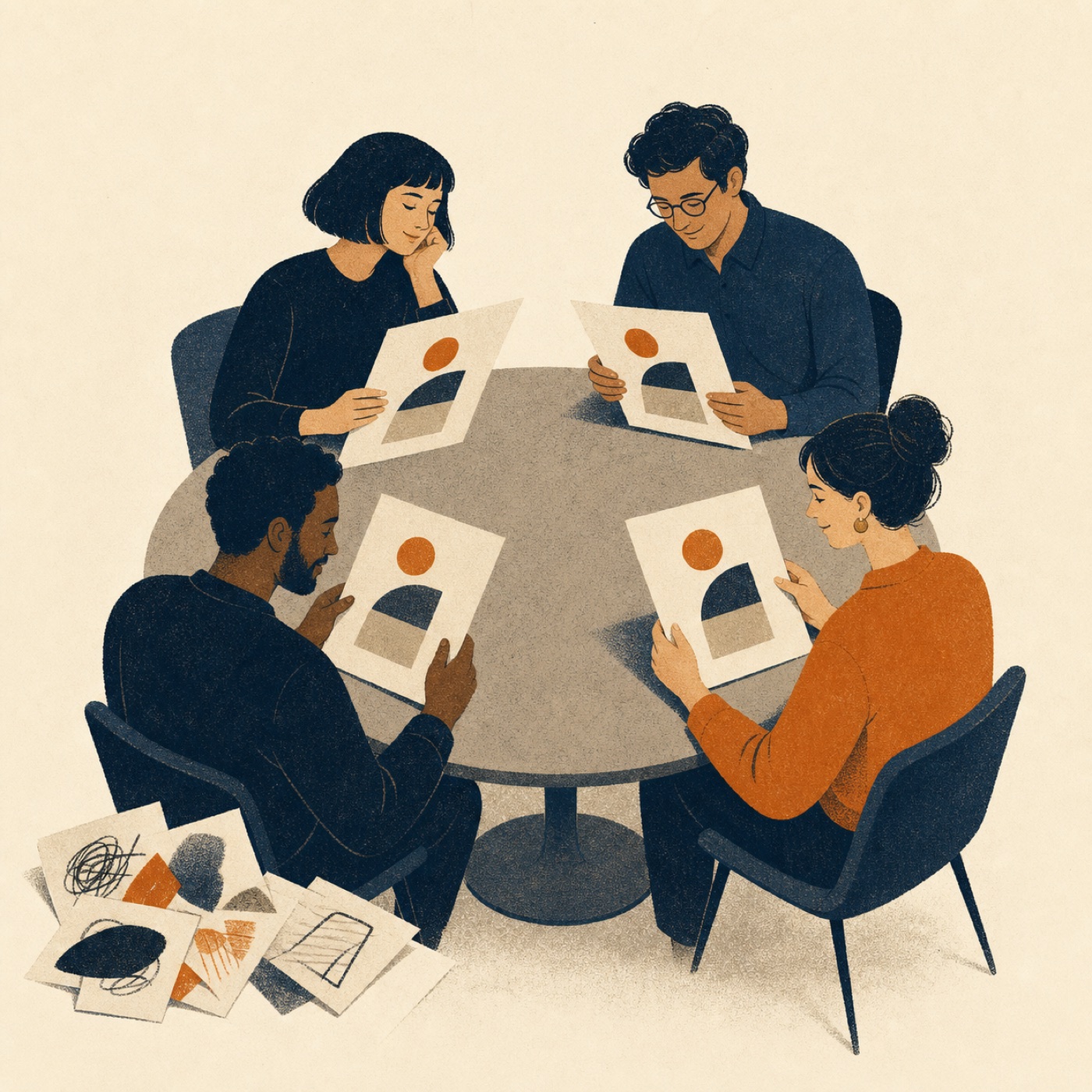 A group of people producing ideas that begin to converge