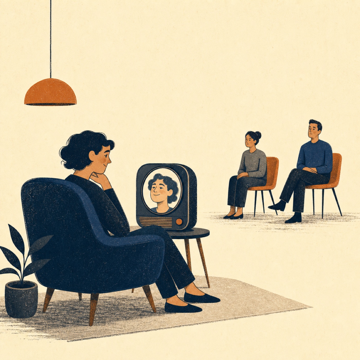 A person choosing between an easy machine conversation and a human one