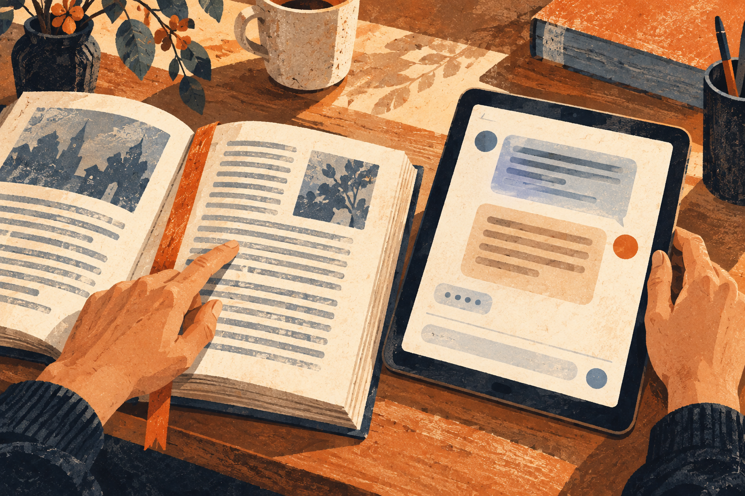 A reader checks a chat response against a separate source document.